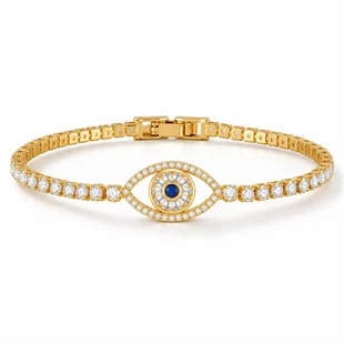 Iris ædelstål armbånd med øje og zirkoner