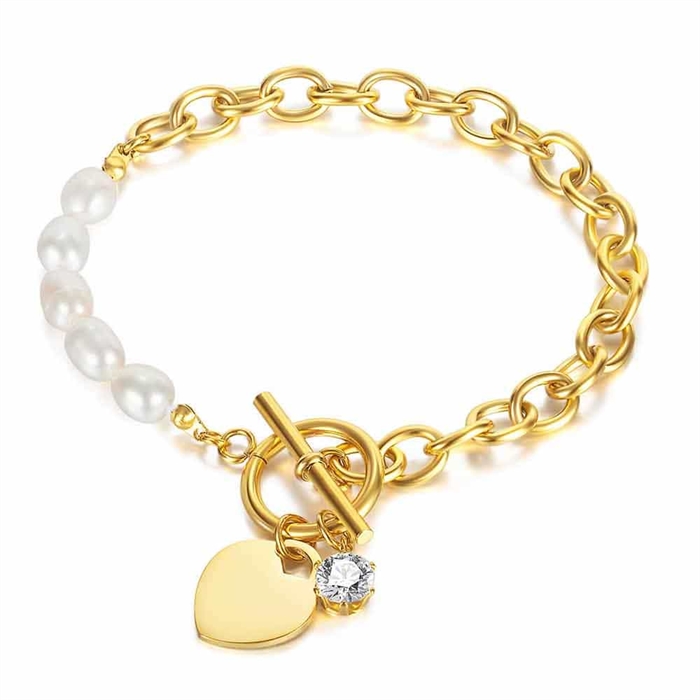 Billede af Heart & Pearls armbånd