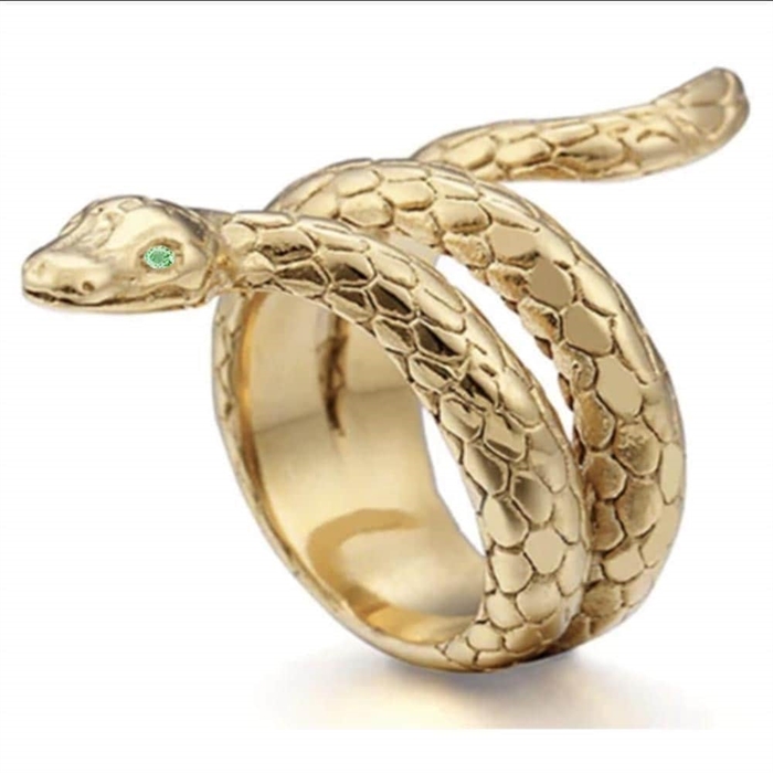 Billede af Golden snake ring i ædelstål