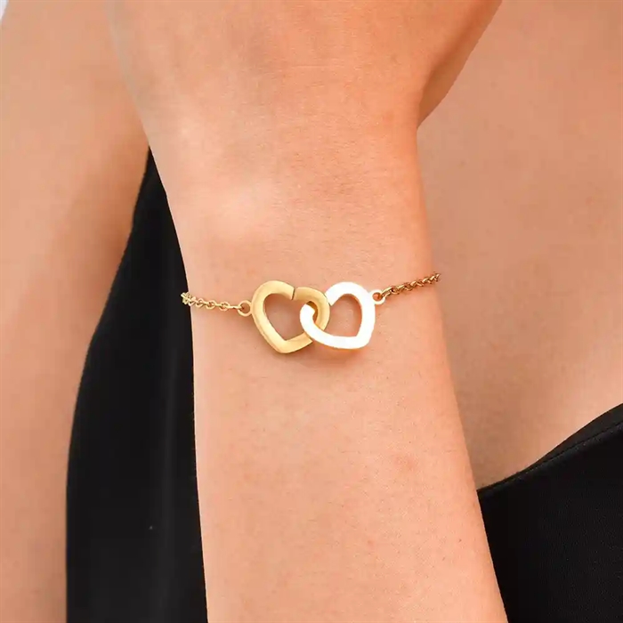 Hjertearmbånd i rustfrit stål – sammenflettede hjerter