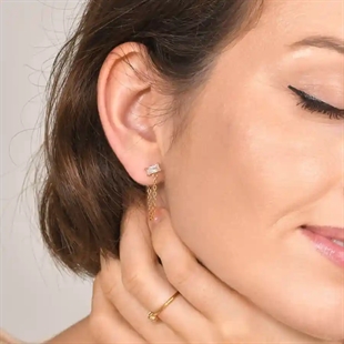 Crystal Chain Ørehænger – Forgyldt Ørering med Kæde og Zircon