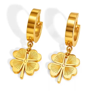 Forgyldt firkløver creolørering – Golden Lucky Clover Hoop