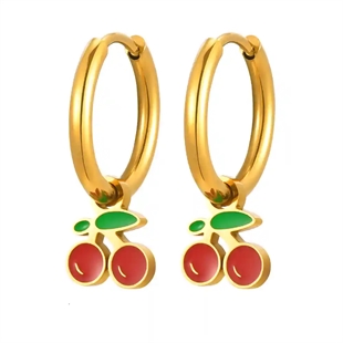 Cherry Hoop Ørering i Forgyldt Ædelstål – 2,3 cm (1stk)