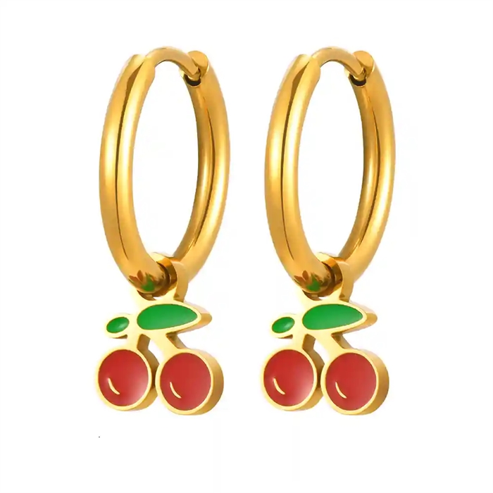 Cherry Hoop Ørering i Forgyldt Ædelstål – 2,3 cm (1stk)