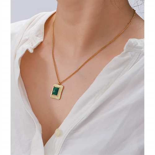 Billede af Turquoise halskæde med sten.