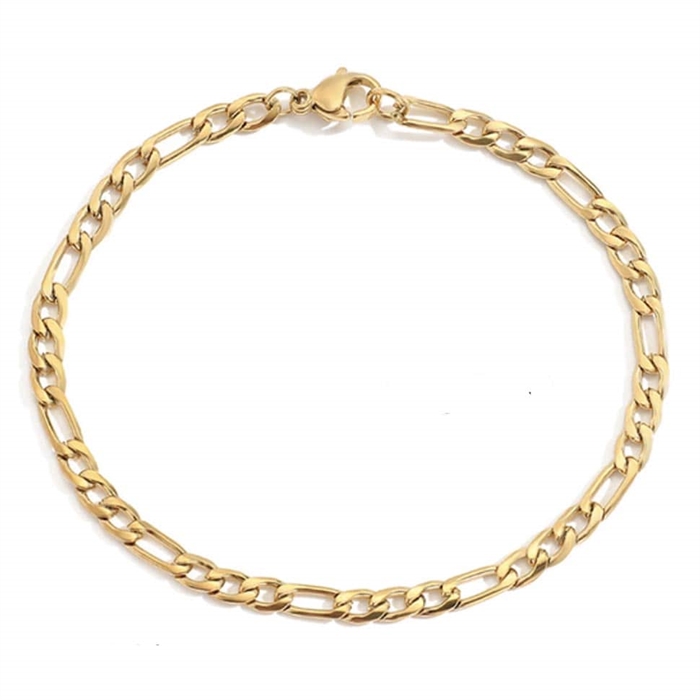 Billede af Link IV armbånd ædelstål 4mm / 14K