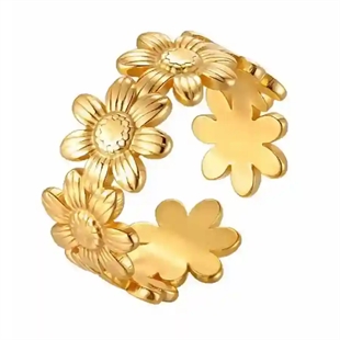 Flora Ring – Forgyldt Blomsterring 7 mm (Justerbar)