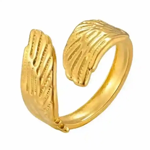 Leaf Ring – Forgyldt Justerbar Bladring i Ædelstål