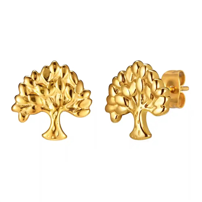 Forgyldt Livets Træ ørestik på øret – Golden Tree of Life