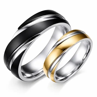 Sort eller Guld / Forlovelsesring i rustfrit stål