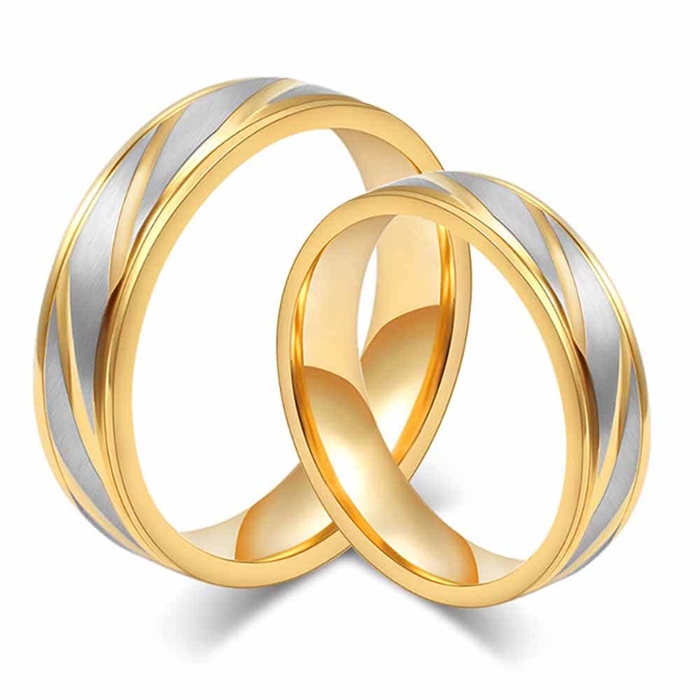 Billede af Golden sunshine ringen til forlovelse eller vielse.
