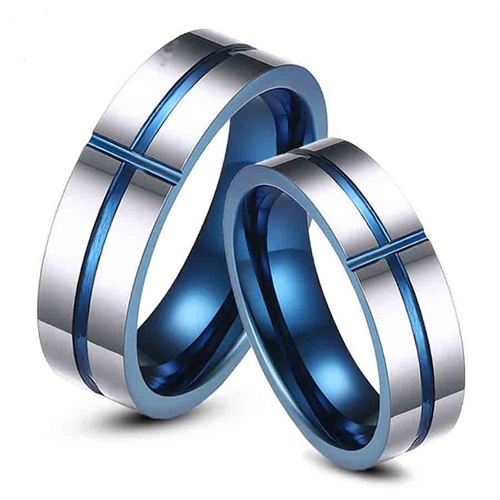 Billede af Blue-H3 - vforlovelse eller vielsesring i tungsten